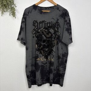 Affliction Mens T-Shirt Tie Dye Skull Snake Roses Graphic Print 3XL